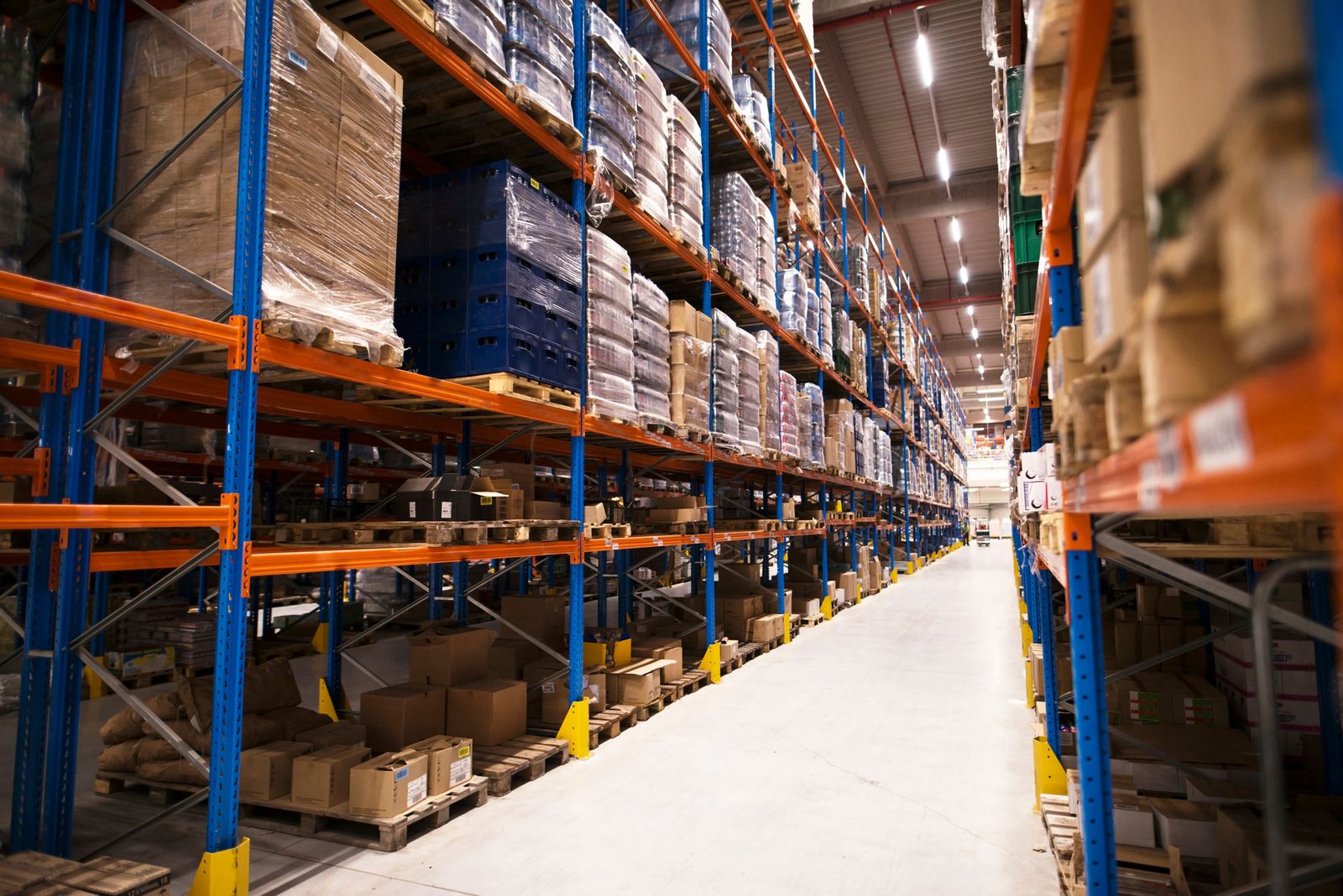 Loaded storage racks inside the Gaume Logistics warehouse